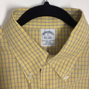 Brooks Brothers Large Yellow And Blue Check Slim